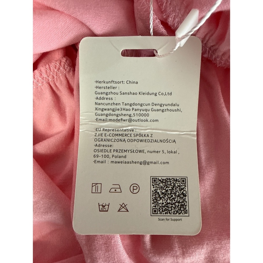 Yesfashion Pink Tiered Midi Dress Ruffle Cap Sleeve V-Neck Elastic Waist Small - Picture 7 of 7